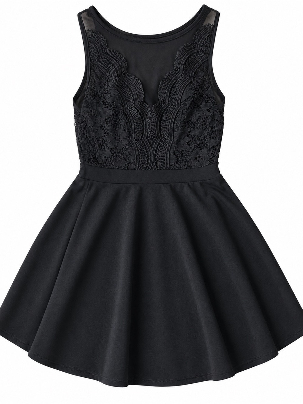 Colori Black Lace Bodice Fit-and-Flare Dress